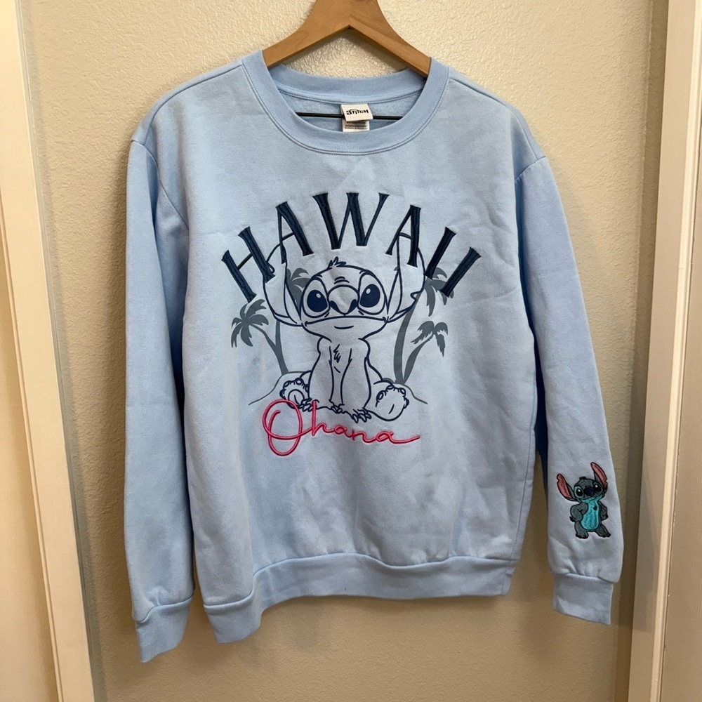 Disney Stitch Women’s Blue Hawaii Ohana Sweatshirt XL - Picture 2 of 8